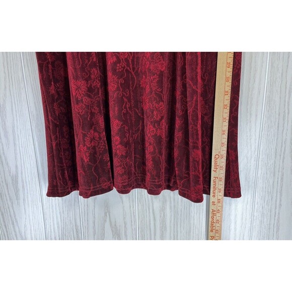 Vtg Coldwater Creek Dress Sz Petite Small Red Black Maxi Long Sleeve Whimsigoth - Picture 6 of 7